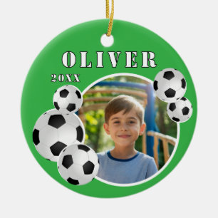 Groen Voetbal Football Sportfoto Keramisch Ornament