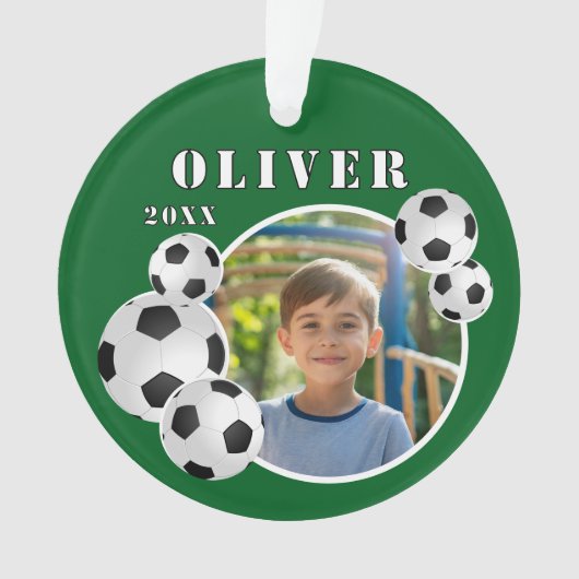 Groen Voetbal Football Sportfoto Ornament (voorkant)