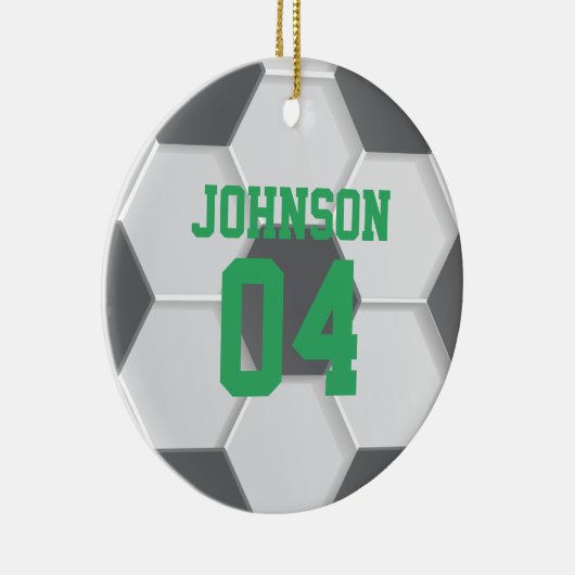 Groen Voetbal Kerst Keramisch Ornament (Rechts)