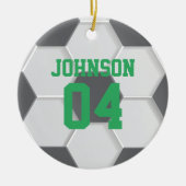 Groen Voetbal Kerst Keramisch Ornament (Voorkant)