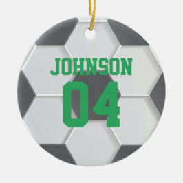 Groen Voetbal Kerst Keramisch Ornament