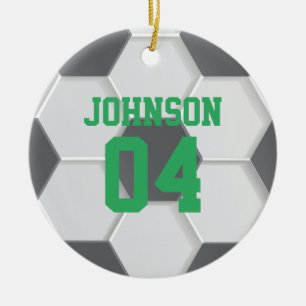 Groen Voetbal Kerst Keramisch Ornament