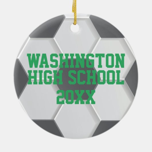 Groen Voetbal Kerst Keramisch Ornament (Achterkant)