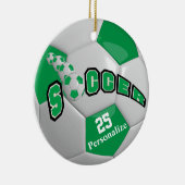 Groen Voetbal | Personaliseren Keramisch Ornament (Rechts)
