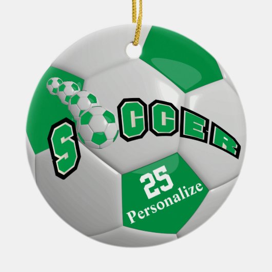 Groen Voetbal | Personaliseren Keramisch Ornament (Voorkant)