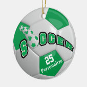 Groen Voetbal | Personaliseren Keramisch Ornament (Links)