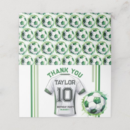 Groen Voetbal Sport Boy Jersey Kinder Dank u Kaart Plaatskaartje (Buitenkant ongevouwen)