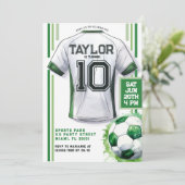 Groen Voetbal Sport Jongen Jersey Kids Verjaardags Kaart (Staand voorkant)