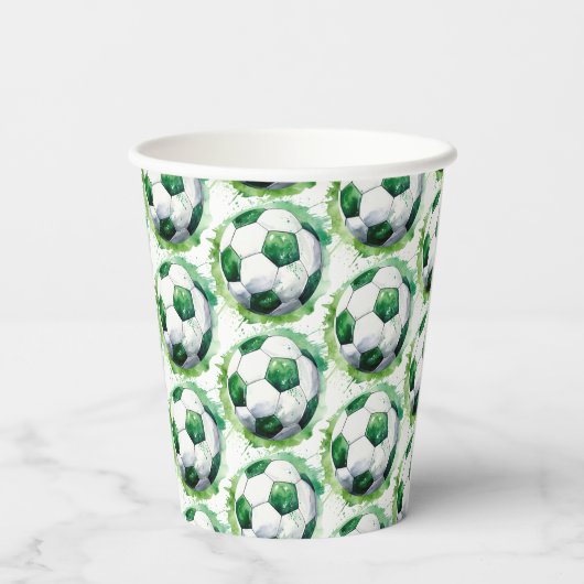 Groen Voetbal Sport Jongen Jersey Kids Verjaardags Papieren Bekers (Achterkant)