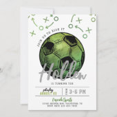 Groen Voetbal Verjaardag uitnodiging (Voorkant)