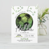 Groen Voetbal Verjaardag uitnodiging (Staand voorkant)