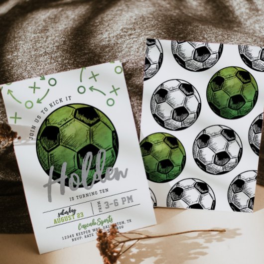 Groen Voetbal Verjaardag uitnodiging