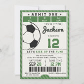 Groen Voetbal Verjaardag uitnodiging (Voorkant)