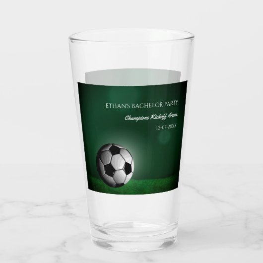 Groen Voetbal Verjaardag / vrijgezellenfeest Glas (Achterkant)