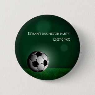 Groen Voetbal Verjaardag / vrijgezellenfeest Ronde Button 5,7 Cm