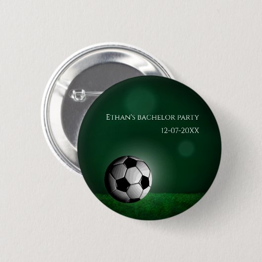 Groen Voetbal Verjaardag / vrijgezellenfeest Ronde Button 5,7 Cm (Voorkant /achterkant)