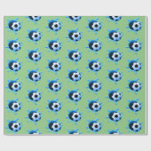 Groen Voetbal Verjaardags Verpakkingsdocument Cadeaupapier (Vlak)