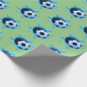 Groen Voetbal Verjaardags Verpakkingsdocument Cadeaupapier (Hoek)