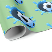 Groen Voetbal Verjaardags Verpakkingsdocument Cadeaupapier (Rol Hoek)
