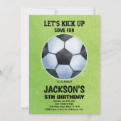 Groen Voetbal Vloer Voetbal Verjaardag Uitnodiging (Voorkant)