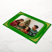 Groen Volledige foto Goud ingelijst Kerstmis Folie Feestdagenkaart (Gedraaid)