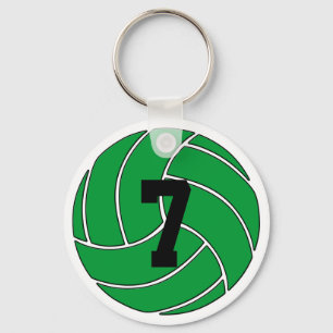 Groen volleybalspeler Aangepast Jersey nummer spor Sleutelhanger