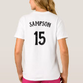 Groen volleybalteam voor meisjes, spelernaam en nu t-shirt (Achterkant)