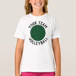 Groen volleybalteam voor meisjes, spelernaam en nu t-shirt
