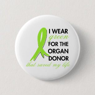 Groen voor de donor die mijn leven redde ronde button 5,7 cm