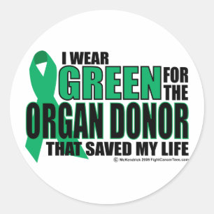 Groen voor orgaandonor ronde sticker