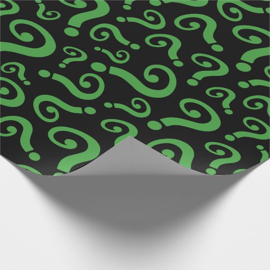 Groen vraagteken cadeaupapier (Hoek)