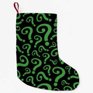 Groen vraagteken kleine kerstsok