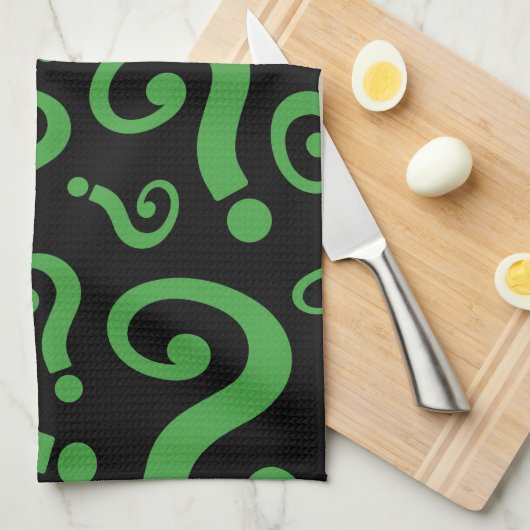 Groen vraagteken theedoek (Quarter Fold)