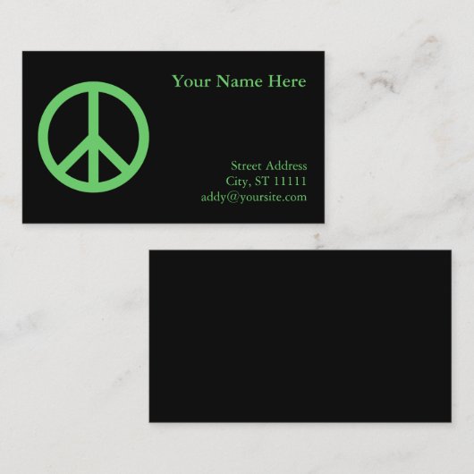 Groen vredessymbool visitekaartje (Voorkant / Achterkant)