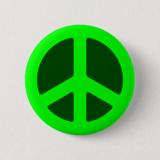 Groen vredesteken ronde button 5,7 cm
