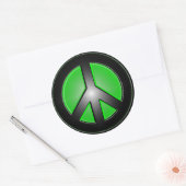 Groen vredesteken ronde sticker (Envelop)