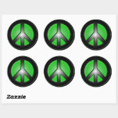 Groen vredesteken ronde sticker (Vel)