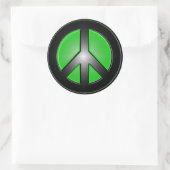 Groen vredesteken ronde sticker (Tas)