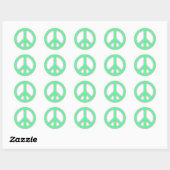 Groen vredesteken ronde sticker (Vel)