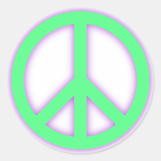 Groen vredesteken ronde sticker (Voorkant)