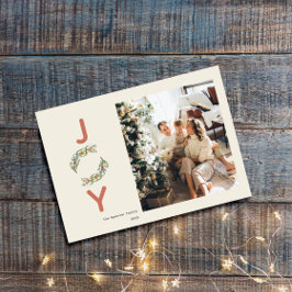 Groen Vreugde Kerstmis Krans Botanische Foto Feestdagenkaart