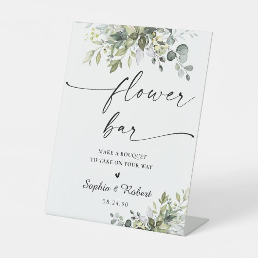 Groen Vrijgezellenfeest Bloem Bar Teken Reclamebord Met Voetstuk (Voorkant)