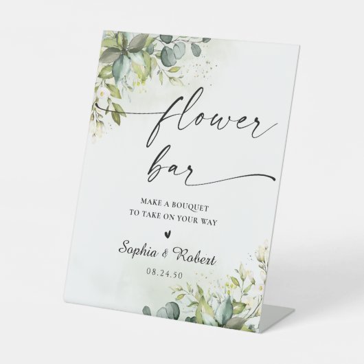 Groen Vrijgezellenfeest Bloem Bar Teken Reclamebord Met Voetstuk (Voorkant)