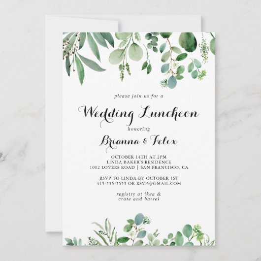 Groen Vrijgezellenfeest Eucalyptus Wedding Luncheo Kaart (Voorkant)