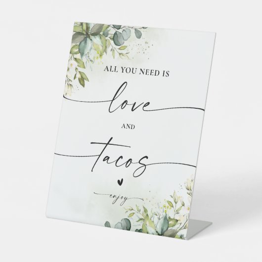 Groen Vrijgezellenfeest Liefde en Tacos Teken Reclamebord Met Voetstuk (Voorkant)