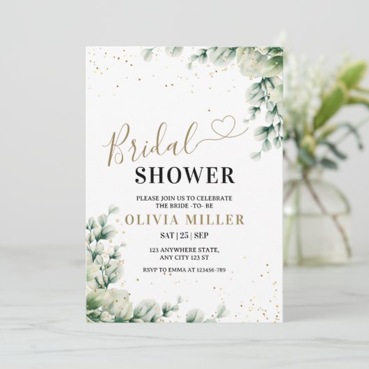 Groen Vrijgezellenfeest Uitnodigen, Elegante Eucal Kaart (Staand voorkant)