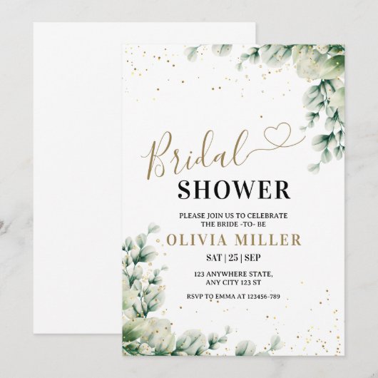 Groen Vrijgezellenfeest Uitnodigen, Elegante Eucal Kaart (Voorkant / Achterkant)