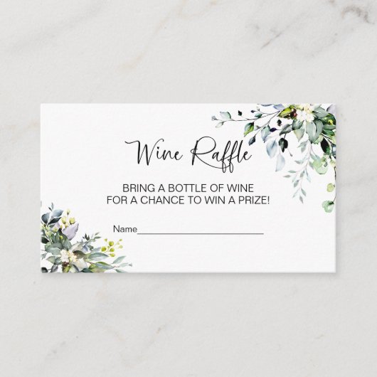 Groen Vrijgezellenfeest Wijn Raffle Spel Informatiekaartje (Voorkant)