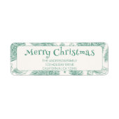  groen vrolijk kerst lijn art adres etiket (Voorkant)