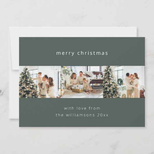 Groen Vrolijk Kerstfeest 4 Fotocollage Horizontaal Feestdagenkaart (Voorkant)
